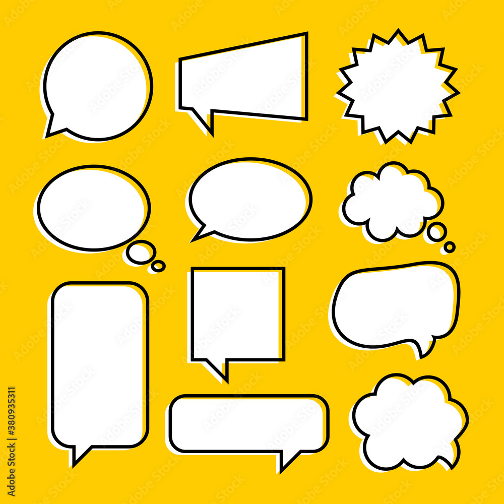 Set of Blank Funny Hand Drawn Callout Illustration Design, Flat Callout with Outlined Style Template Vector Set of Blank Funny Hand Drawn Callout Illustration Design, Flat Callout with Outlined Style Template Vector