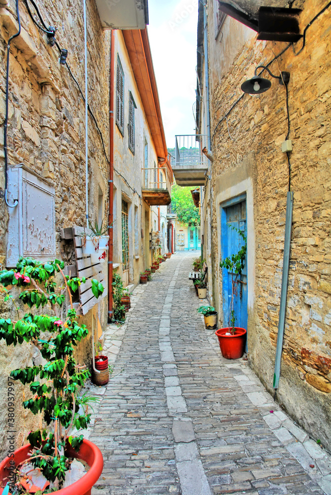 Fototapeta premium Old street in Pano Lefkara - a village on the island of Cyprus.