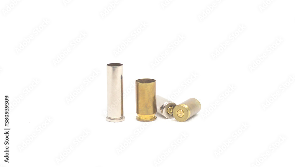 Both .357 and 9mm cartridges are used and placed on a white background. Both .357 and 9mm cartridges are used and placed on a white background.