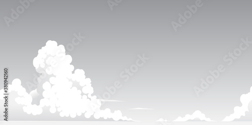 空　入道雲　漫画風背景素材