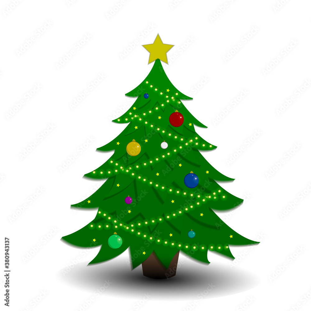 Christmas tree. Merry Christmas, Happy New Year. Vector illustration