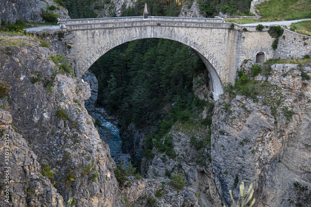 Antique bridge accross the gorge in Briancon