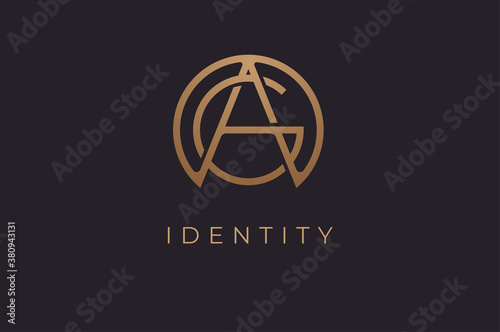Abstract initial letter G and A logo,usable for branding and business logos, Flat Logo Design Template, vector illustration
