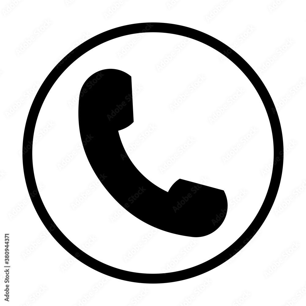 Handset icon. Call button in cirle. Vector illustration isolated on white background. Handset icon. Call button in cirle. Vector illustration isolated on white background.