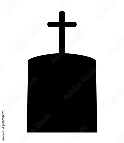 Gravestone icon. Headstone silhouette. Vector illustration isolated on white background.