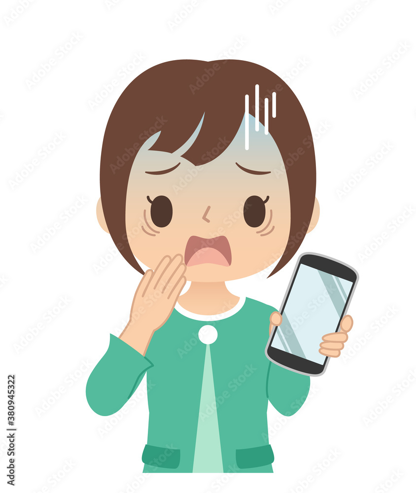 焦った青い顔でスマホを持つ女性 イラスト 焦った青い顔でスマホを持つ女性 イラスト