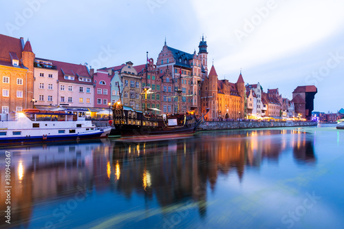 Historic Old Town in Gdansk during dusk in Poland