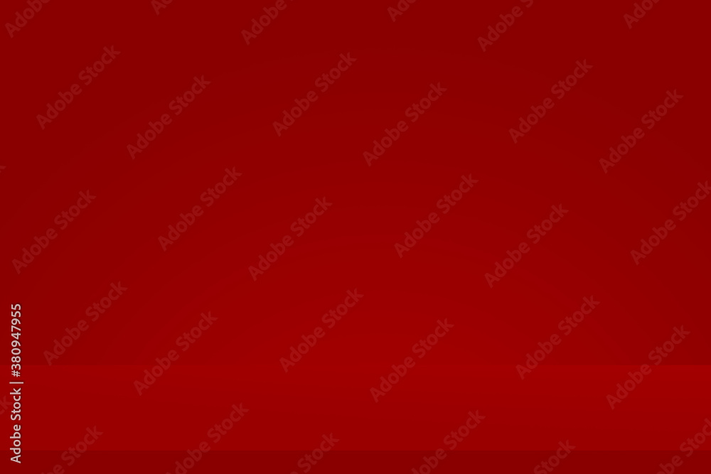 Red tabletop on Red wall background. Christmas and decoration concept