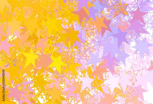 Light Pink  Yellow vector texture with beautiful stars.