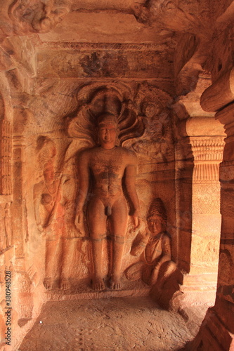 Badami cave temples, complex of Hindu and Jain cave temples located in Badami, Bagalkot district in northern part of Karnataka, India. Built by Chalukya. © santosh