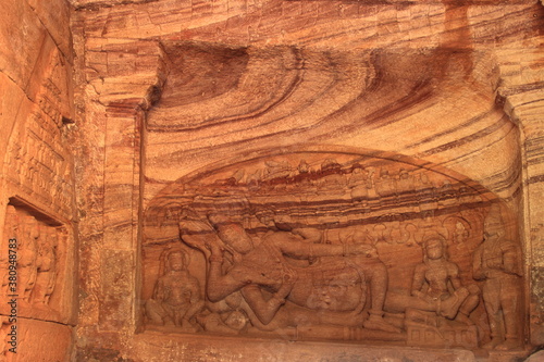 Badami cave temples, complex of Hindu and Jain cave temples located in Badami, Bagalkot district in northern part of Karnataka, India. Built by Chalukya.