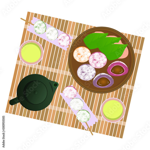 Mid-Autumn Festival. Vector illustration. Japanese food