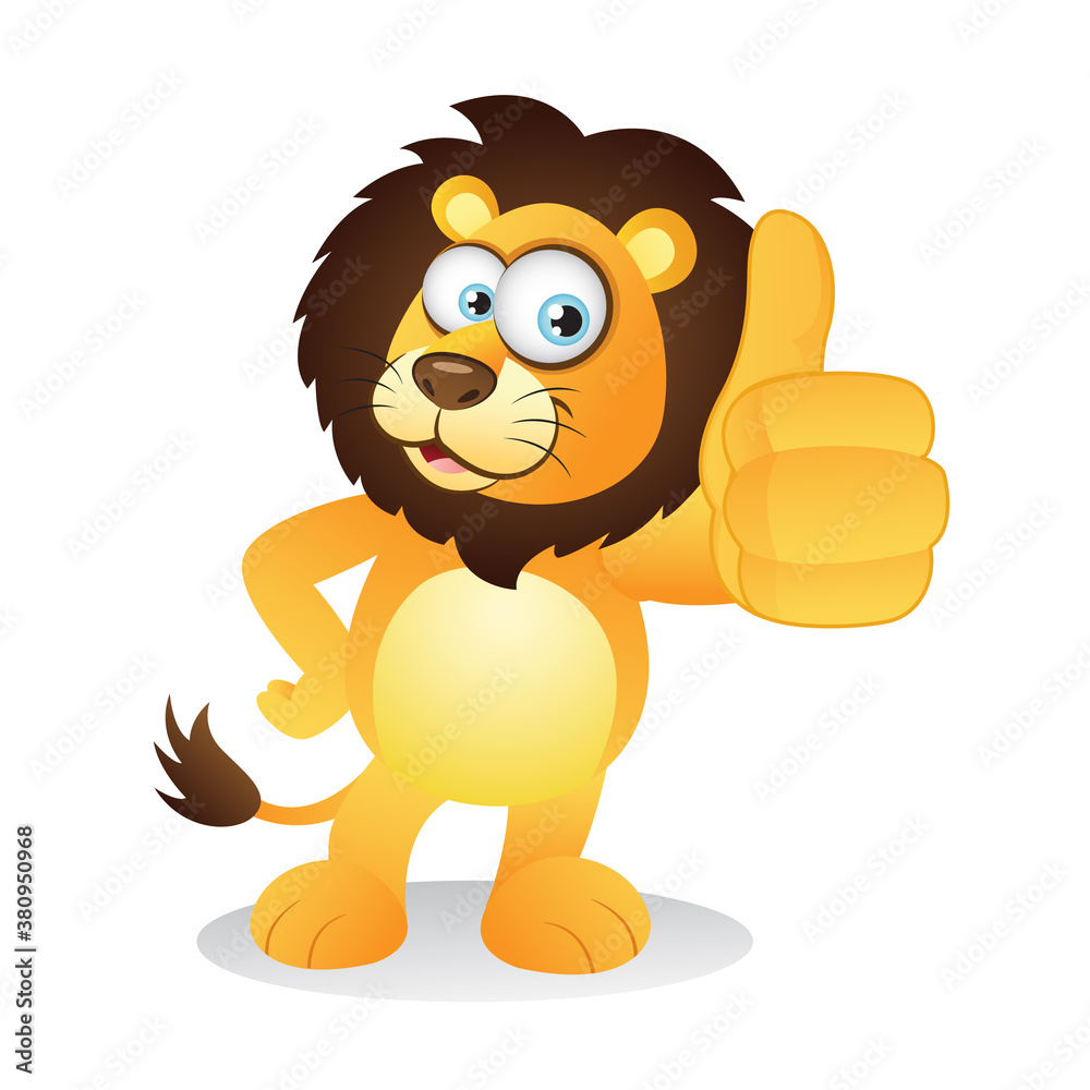 Cartoon Lion showing a thumbs up gesture Cartoon Lion showing a thumbs up gesture