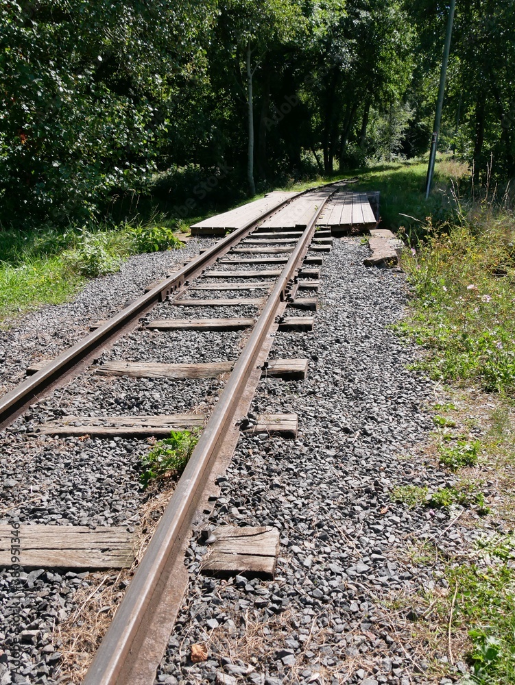 Rail de chemin de fer du train touristique d'Abreschviller en Moselle. France Rail de chemin de fer du train touristique d'Abreschviller en Moselle. France