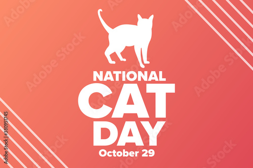 National Cat Day. October 29. Holiday concept. Template for background, banner, card, poster with text inscription. Vector EPS10 illustration.