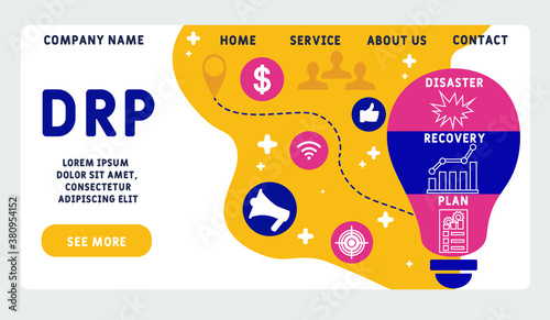 Vector website design template . DRP - Disaster Recovery Plan, business concept. illustration for website banner, marketing materials, business presentation, online advertising. 