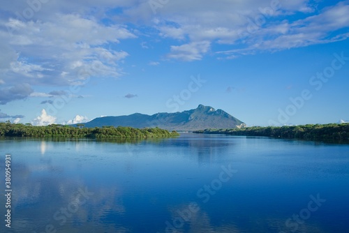 Fototapeta Naklejka Na Ścianę i Meble -  Lake Sabaudia with a view on mount Circeo, Circeo National Park, Italy