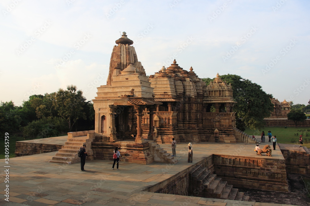 Fototapeta premium Khajuraho Group of Monuments, Hindu temples and Jain temples in Chhatarpur district, Madhya Pradesh, India, Nagra style architecture, UNESCO World Heritage Site.