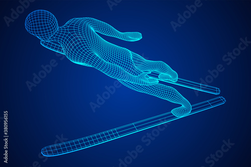 Ski jumper sportsman vector illustration.