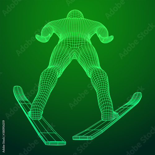 Ski jumper sportsman vector illustration.