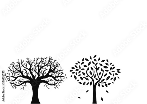 set of trees silhouettes