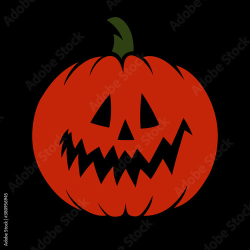 jack o lantern/ Cartoon Halloween pumpkin with happy face on black background/ Vector illustration