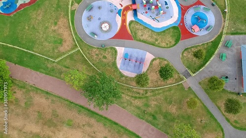 Aerial drone shot of children's park platground photo