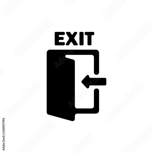 Emergency exit icon in black. Evacuation. Vector on isolated white background. EPS 10