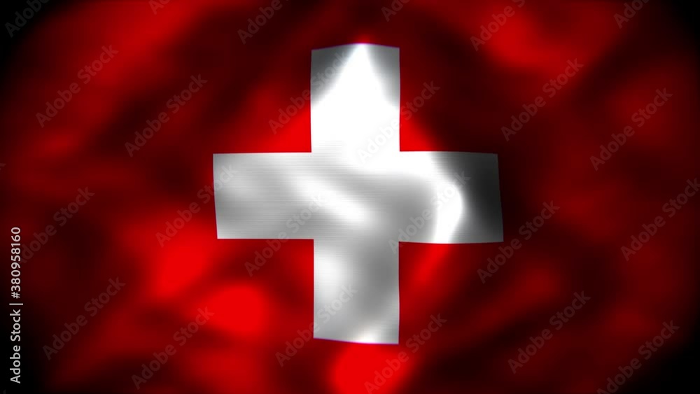 Realistic dark looping 3D animation of the national flag of Switzerland rendered in UHD Realistic dark looping 3D animation of the national flag of Switzerland rendered in UHD