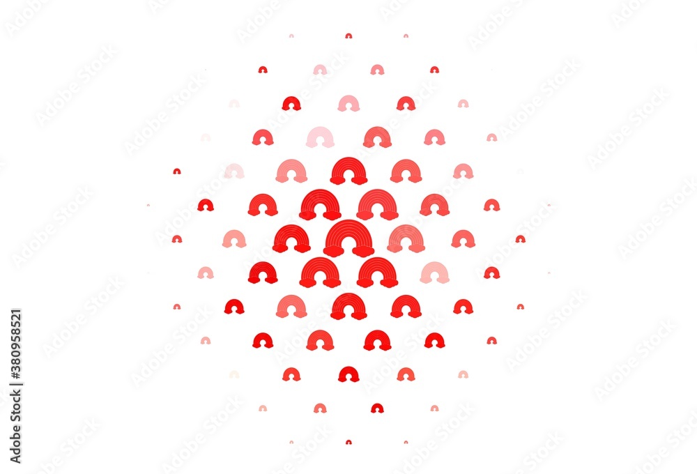Light Red vector background with rainbow symbols. Light Red vector background with rainbow symbols.