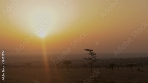 Sunrise over the Kenyan Savana in Laikipia photo