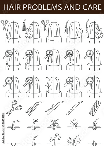 line icons set, problem with hair