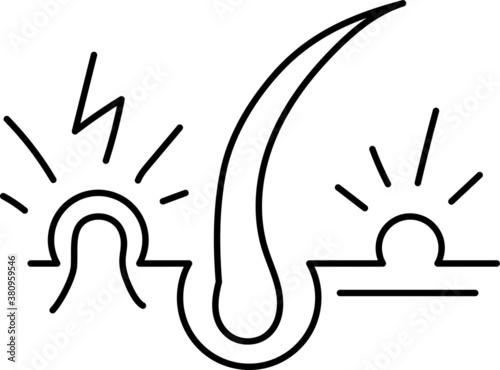 scalp irritation in the hair, line icon