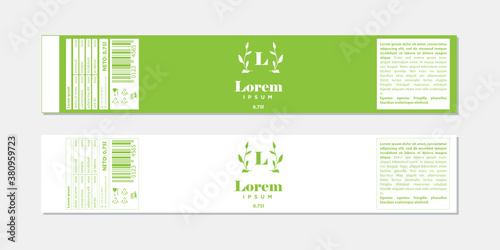 green leaves bottle label. vector