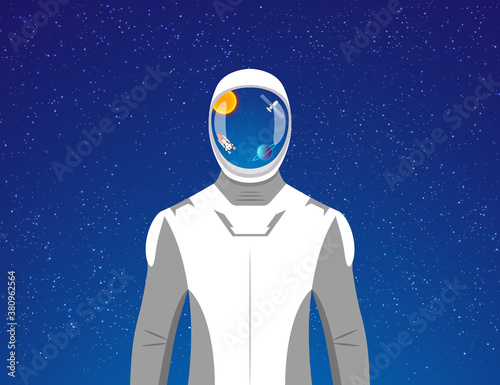 Astronaut in space with space suit Concept Vector Illustration