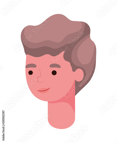 brown hair man cartoon head vector design