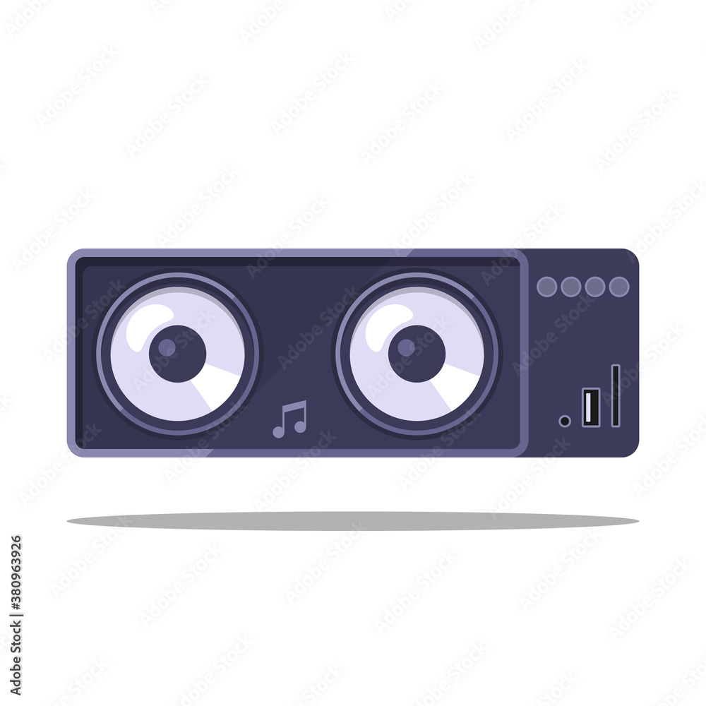 Portable wireless speaker Connect with smartphone to play the music. Vector icon