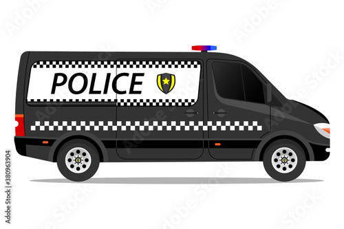 Police modern van. Vector illustration on a white background