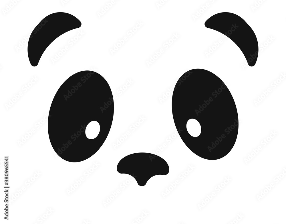 Panda face simple black and white forms. Panda face simple black and white forms.