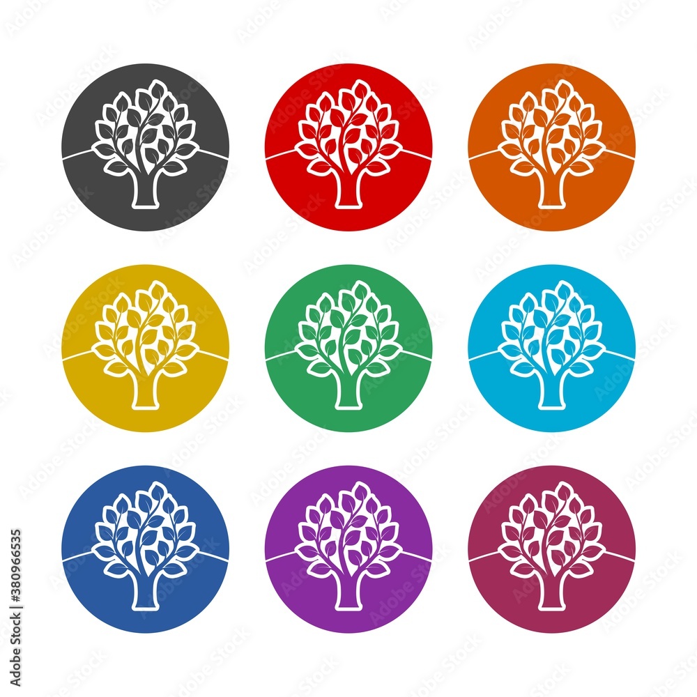 Tree logo template. Tree icon, color set Tree logo template. Tree icon, color set
