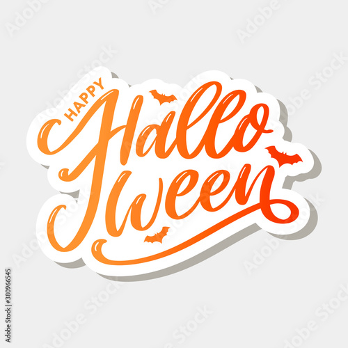 Halloween lettering greeting card calligraphy text brush black vector
