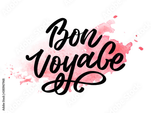Bon Voyage Hand Lettering Vector Calligraphy Travel