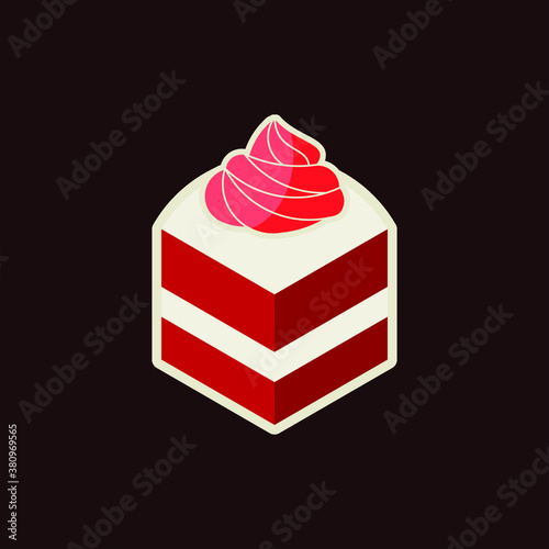 Slice red velvet cake bakery doodle vector