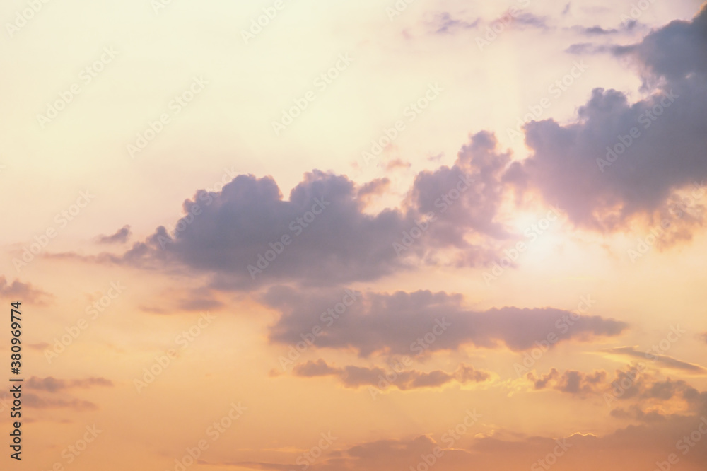 Beautiful sunset sky with Cumulus clouds, background