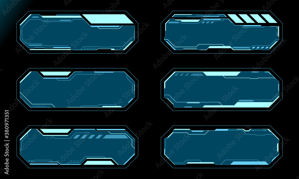 Blue octagon frame set technology future interface hud vector design ...
