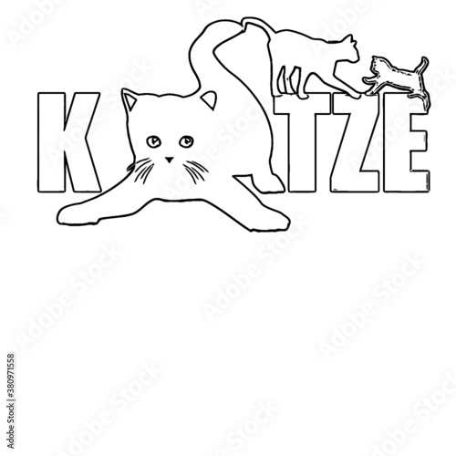 cute funny cat katze meow miez kitten womens organic design animals coloring book animals vector illustration