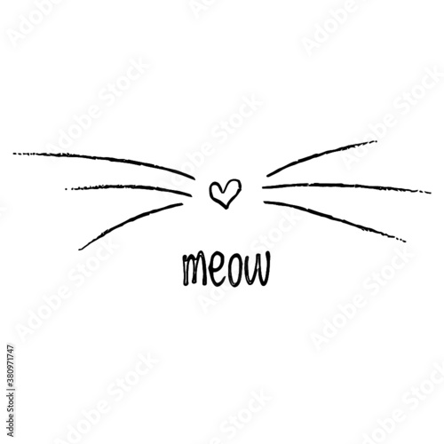 cute meow miaow i love cats whiskers womens design animals coloring book animals vector illustration photo