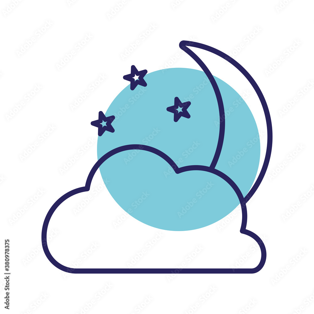 moon with stars and cloud line style icon vector design moon with stars and cloud line style icon vector design