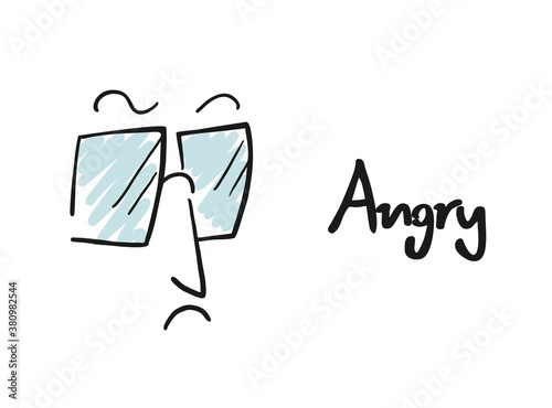 Creative design of angry face with glasses