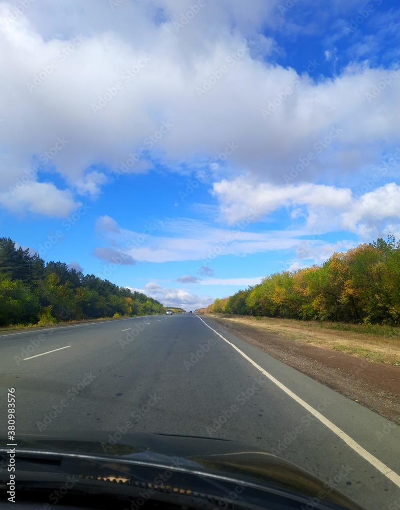 Traveling the autumn road